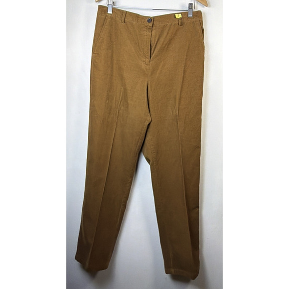 Lands' End womens size 12 brown High Rise Elastic Back Corduroy Pants Stretch - Picture 1 of 9